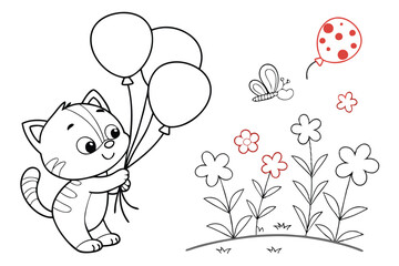 Cute colaring pages picture for kids vector illustration white background E