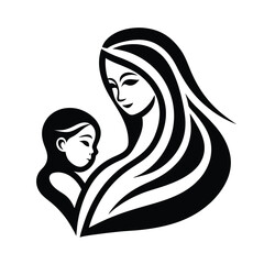 Mother and Baby Care Silhouette Vector Art Illustration - Loving Bond and Tender Moments