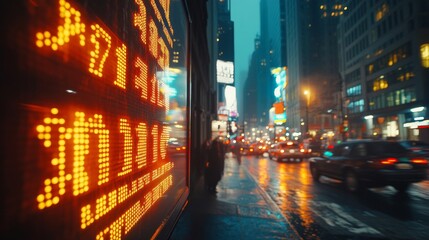 Fototapeta premium Illuminated Digital Sign in a City at Night