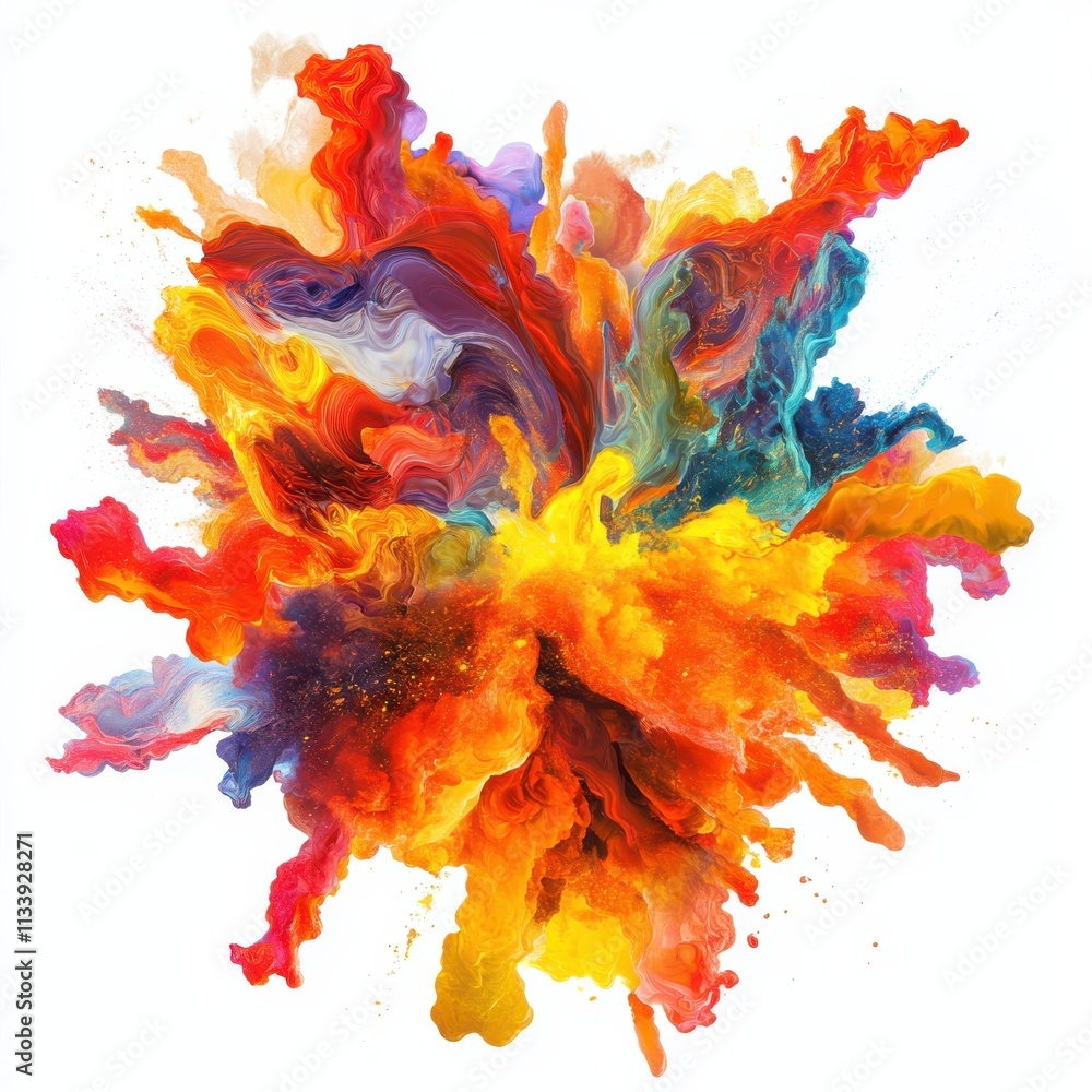 Poster vibrant explosion of colorful abstract art with swirling patterns and textures