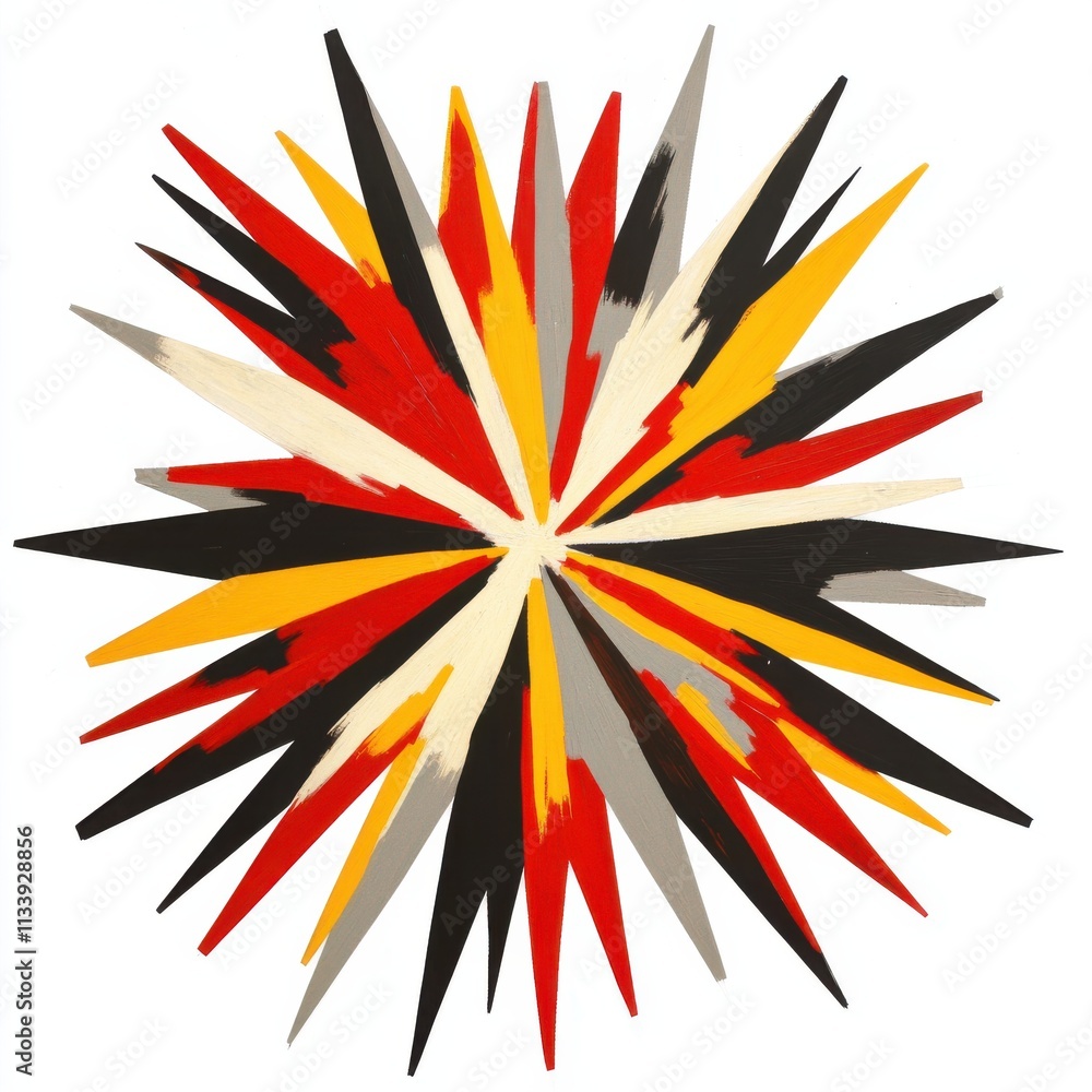 Poster vibrant abstract starburst design with a dynamic play of colors and textures