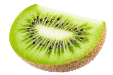 Sliced Kiwi Fruit with Isolated Perfect Circular Shape and Bright Color Contrast with isolated on transparent background