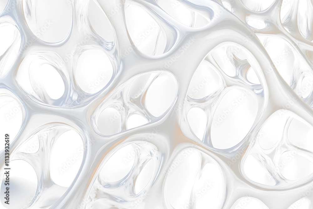Poster Abstract metallic Transparent structure with intricate, organic-like forms and dark voids.
