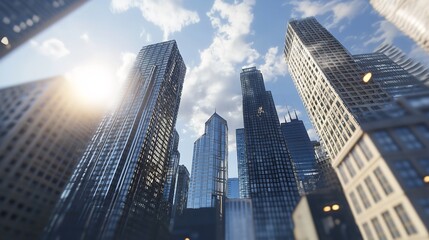 Cityscape of Downtown Chicago, United States