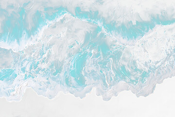 Obraz premium Abstract ocean wave art, teal and white swirls on Transparent background.