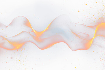 Abstract glowing orange wave with particles on Transparent background.