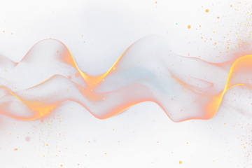 Abstract glowing orange wave with particles on Transparent background.