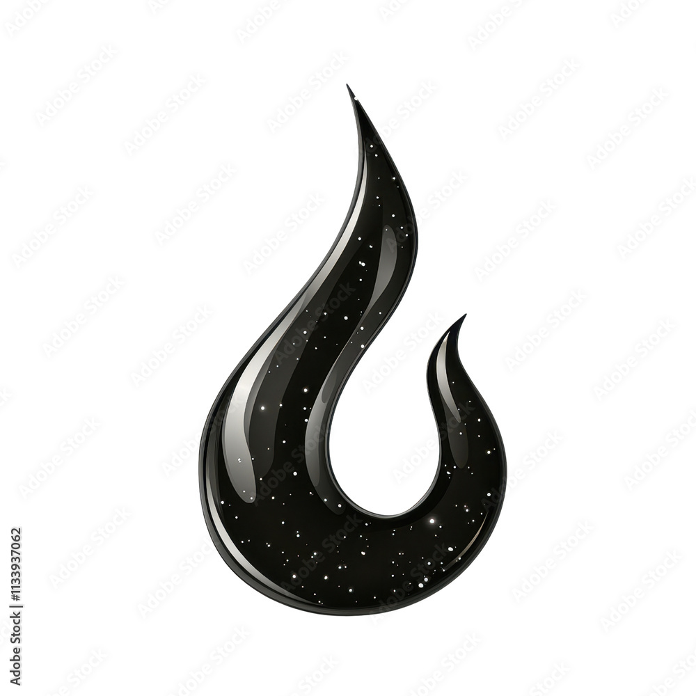 Poster abstract black flame design with shiny effect and starry background