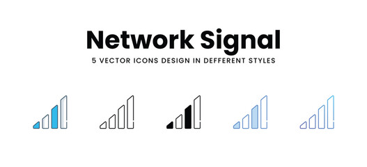 Network Signal icons set in different style vector stock illustration