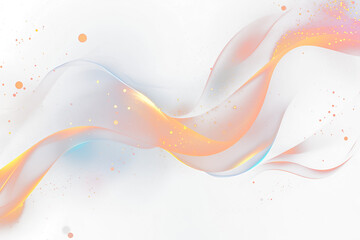 Abstract glowing waves with orange, blue, and gold particles on a Transparent background.