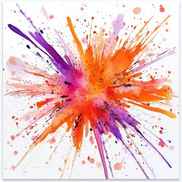 Vibrant Explosion of Colors: A Dynamic Abstract Watercolor Painting with Bold Splashes