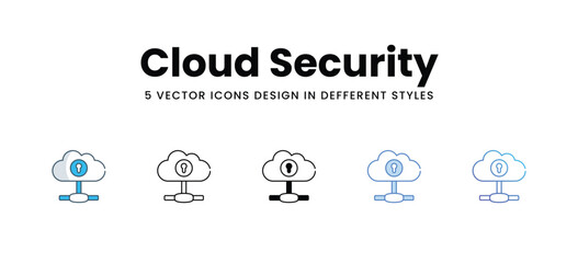 Cloud Security icons set in different style vector stock illustration