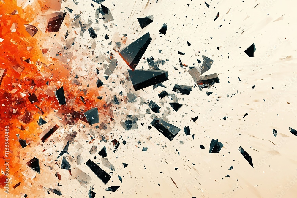 Poster explosive energy burst with dynamic shards
