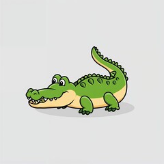 Obraz premium A crocodile stuffed toy cartoon illustration on plain white background