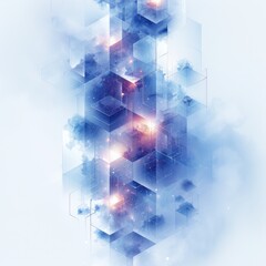 an innovative geometric design for a sky-blue and white flyer