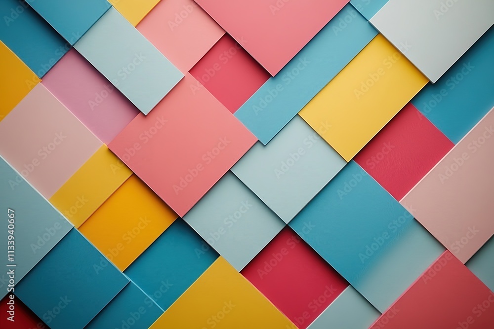 Aufkleber interlocking colorful paper sheets in geometric pattern