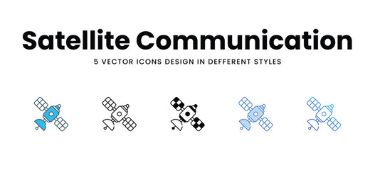 Satellite Communication icons set in different style vector stock illustration