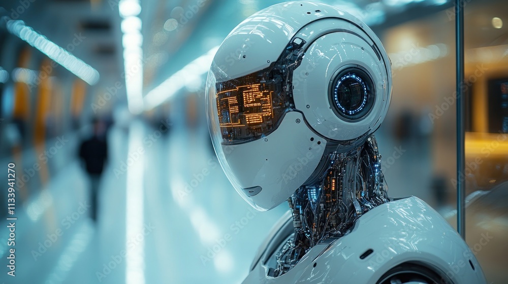 Aufkleber a futuristic robot with a sleek design, showcasing advanced technology and artificial intelligence.