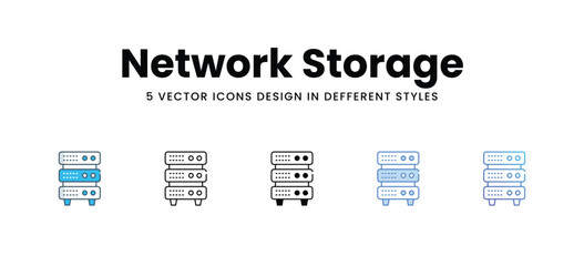 Network Storage icons set in different style vector stock illustration