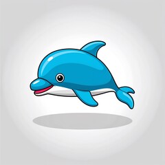 Obraz premium A dolphin stuffed toy cartoon illustration on plain white background