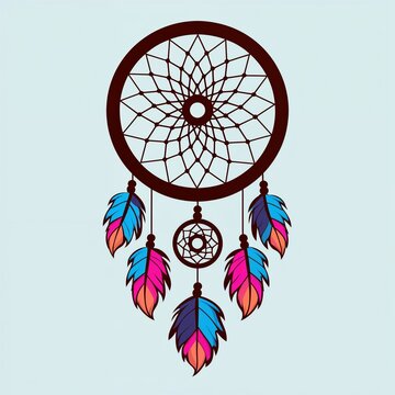 A dreamcatcher cartoon illustration on plain white background