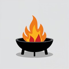 A fire pit cartoon illustration on plain white background