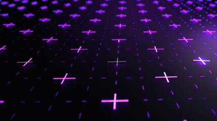solid black, there is a grid of purple plus signs on