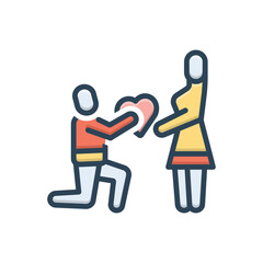 Color illustration icon for love
