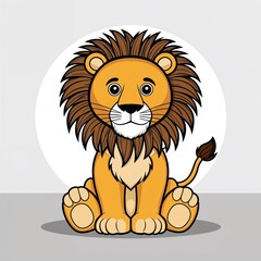 Fototapeta premium A lion stuffed toy cartoon illustration on plain white background