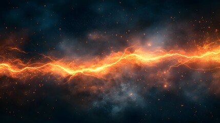 Fototapeta premium Fiery Plasma Stream Across Dark Cosmic Background