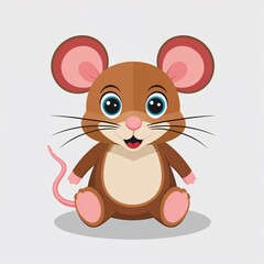A mouse stuffed toy cartoon illustration on plain white background