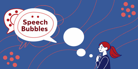Speech Bubbles on Blue Abstract red Lights Background
