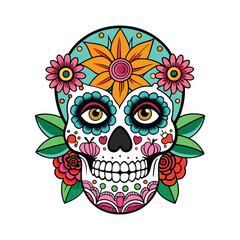 Obraz premium skull with flowers