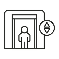 Elevator icon, Hotel service symbol outline icon, editable vector illustration and transparent graphic element. Isolated on white background