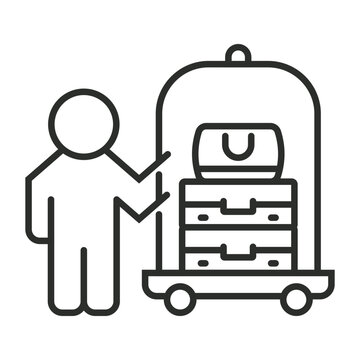 recommend clip art: Bellboy icon, Hotel service symbol outline icon, editable vector illustration and transparent graphic element. Isolated on white background