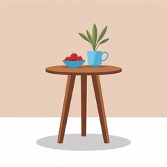 A side table cartoon illustration on plain white background