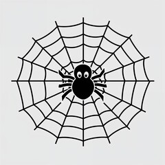 Obraz premium A spider web cartoon illustration on plain white background