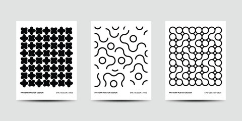 Modern abstract poster collection, vector abstract circle, triangle and square lines art minimalist posters with geometric shapes in black and white, brutalist style graphics, bold aesthetic