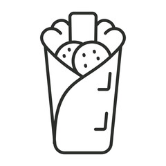Burrito icon, Fast food symbol outline icon, editable vector illustration and transparent graphic element. Isolated on white background