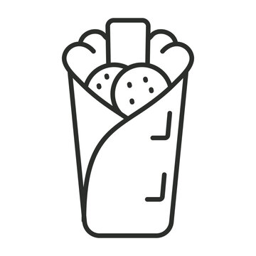 recommend clip art: Burrito icon, Fast food symbol outline icon, editable vector illustration and transparent graphic element. Isolated on white background