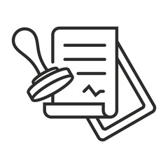 Approval icon, Law and justice symbol outline icon, editable vector illustration and transparent graphic element. Isolated on white background