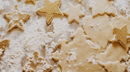 Golden Star Cookie Dough on Flour Surface