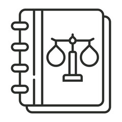 law book icon, Law and justice symbol outline icon, editable vector illustration and transparent graphic element. Isolated on white background