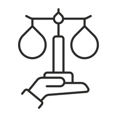 Justice icon, Law and justice symbol outline icon, editable vector illustration and transparent graphic element. Isolated on white background