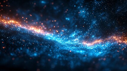 Obraz premium Glowing Cosmic Constellation Forming Pathway Across Pitch Black Sky Symbolizing Navigation and Discovery