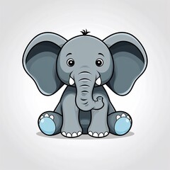 Fototapeta premium An elephant stuffed toy cartoon illustration on plain white background
