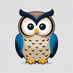 Fototapeta premium An owl stuffed toy cartoon illustration on plain white background