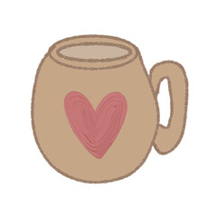 hand drawn illustration of a cup with a heart decoration