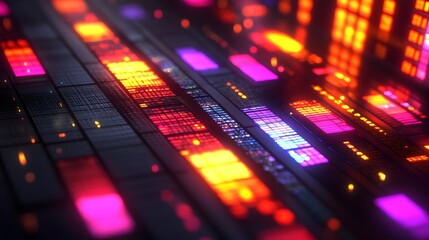 Obraz premium Abstract digital data stream, glowing colorful circuit board texture.