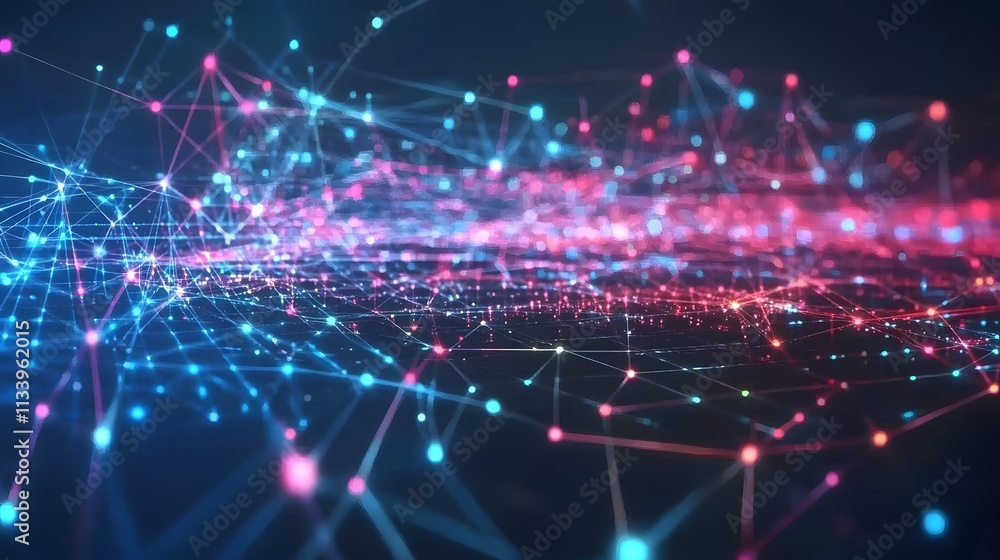 Aufkleber abstract digital network connection. glowing nodes and lines forming a complex web, representing dat